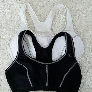 2, white and black sports bras